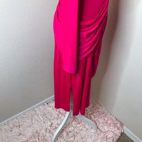 Vintage cascadei‎ hot pink drape midi dress - Picture 9 of 11